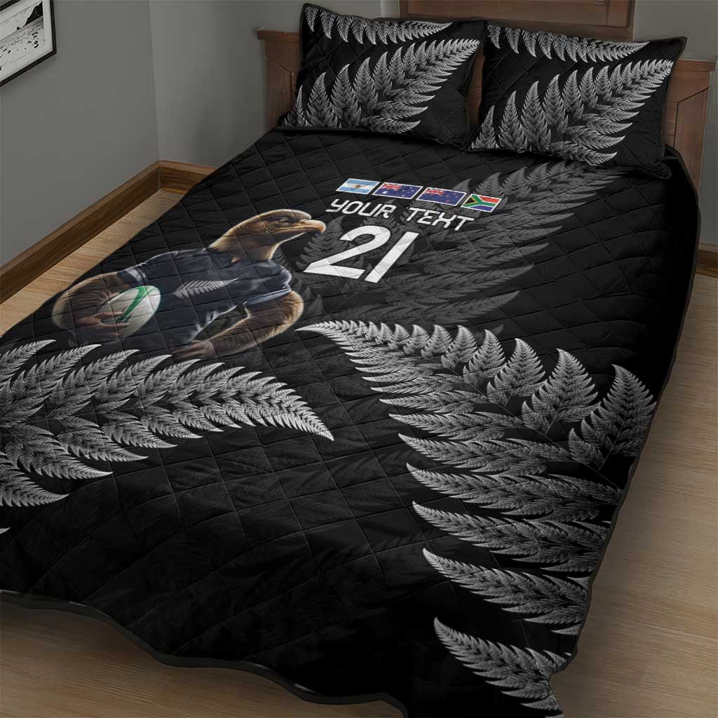 New Zealand Rugby Custom Quilt Bed Set Glory Be To Black Silver-fern - Polynesian Pride
