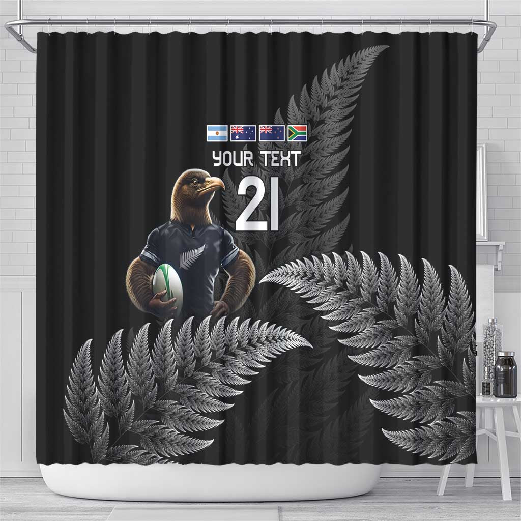 New Zealand Rugby Custom Shower Curtain Glory Be To Black Silver-fern - Polynesian Pride