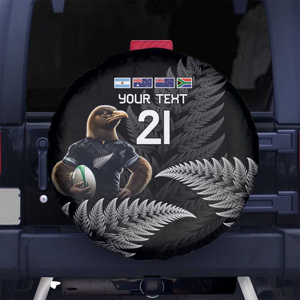 New Zealand Rugby Custom Spare Tire Cover Glory Be To Black Silver-fern - Polynesian Pride