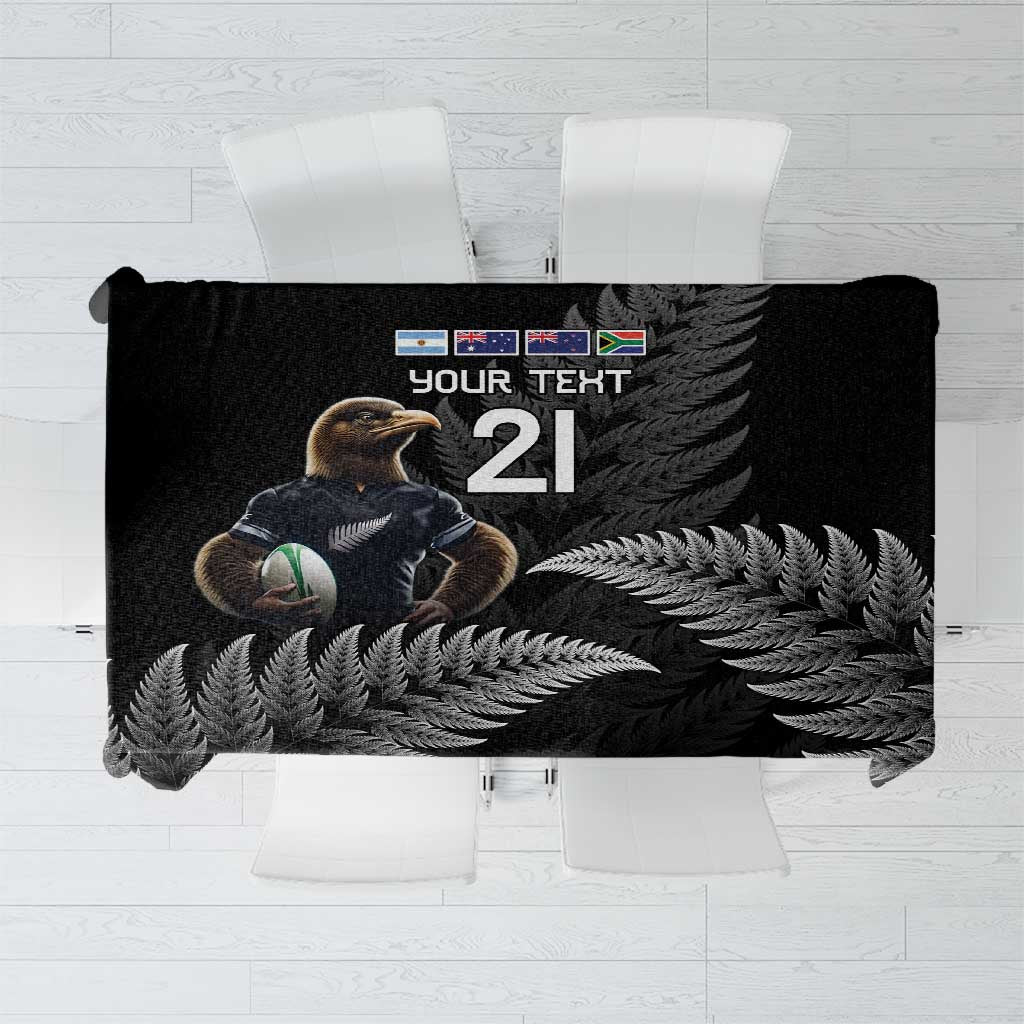 New Zealand Rugby Custom Tablecloth Glory Be To Black Silver-fern - Polynesian Pride
