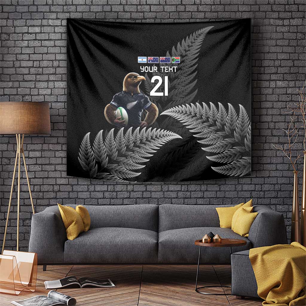 New Zealand Rugby Custom Tapestry Glory Be To Black Silver-fern - Polynesian Pride