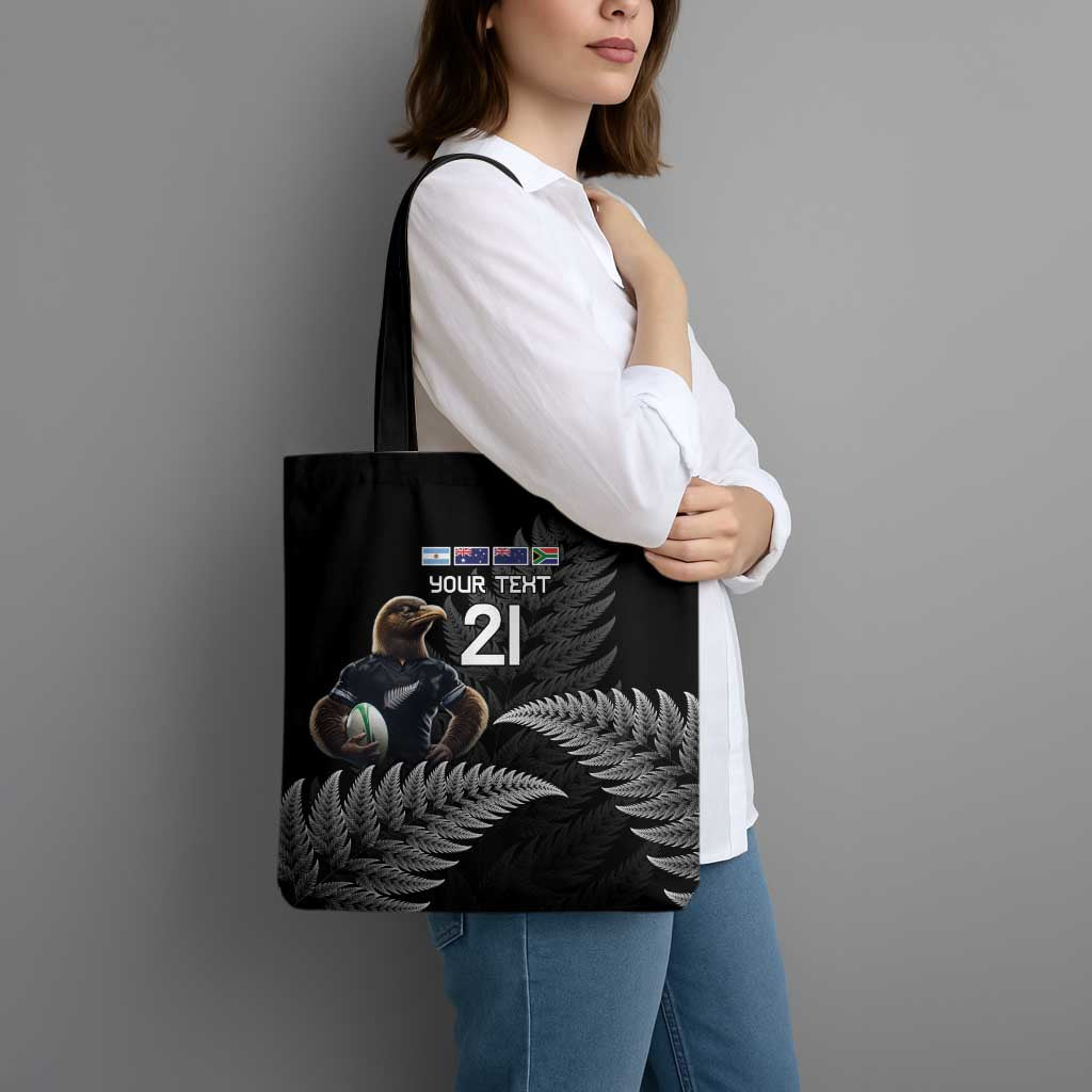 New Zealand Rugby Custom Tote Bag Glory Be To Black Silver-fern - Polynesian Pride