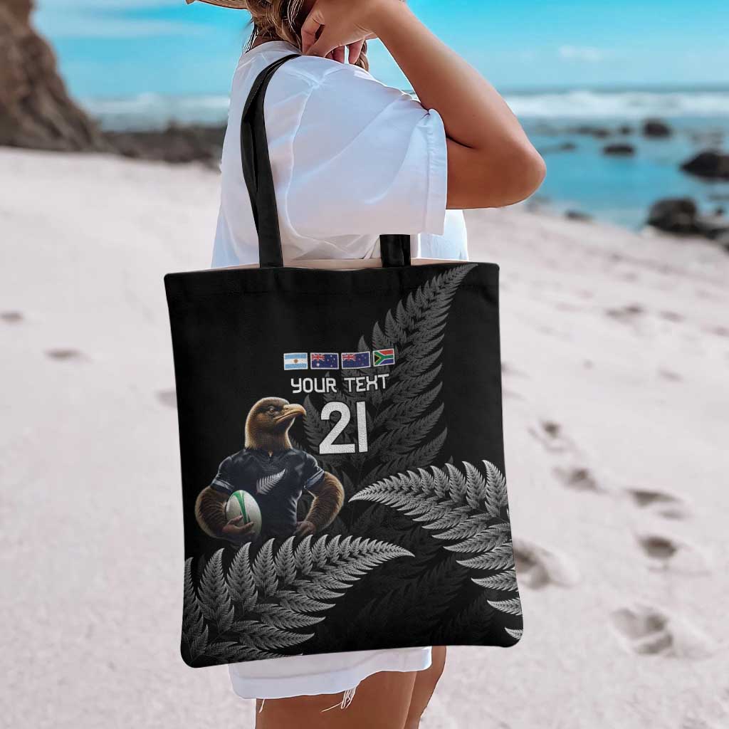 New Zealand Rugby Custom Tote Bag Glory Be To Black Silver-fern - Polynesian Pride