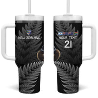 New Zealand Rugby Custom Tumbler With Handle Glory Be To Black Silver-fern - Polynesian Pride
