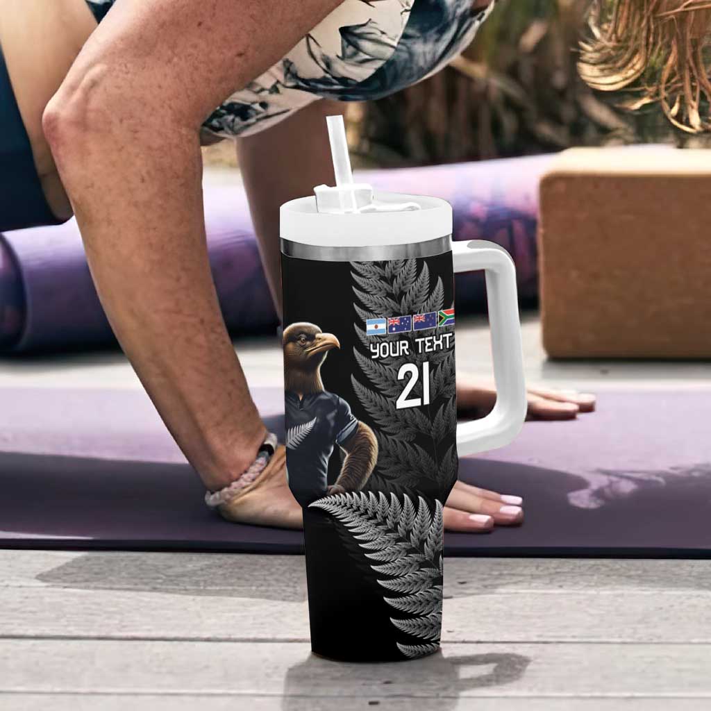 New Zealand Rugby Custom Tumbler With Handle Glory Be To Black Silver-fern - Polynesian Pride