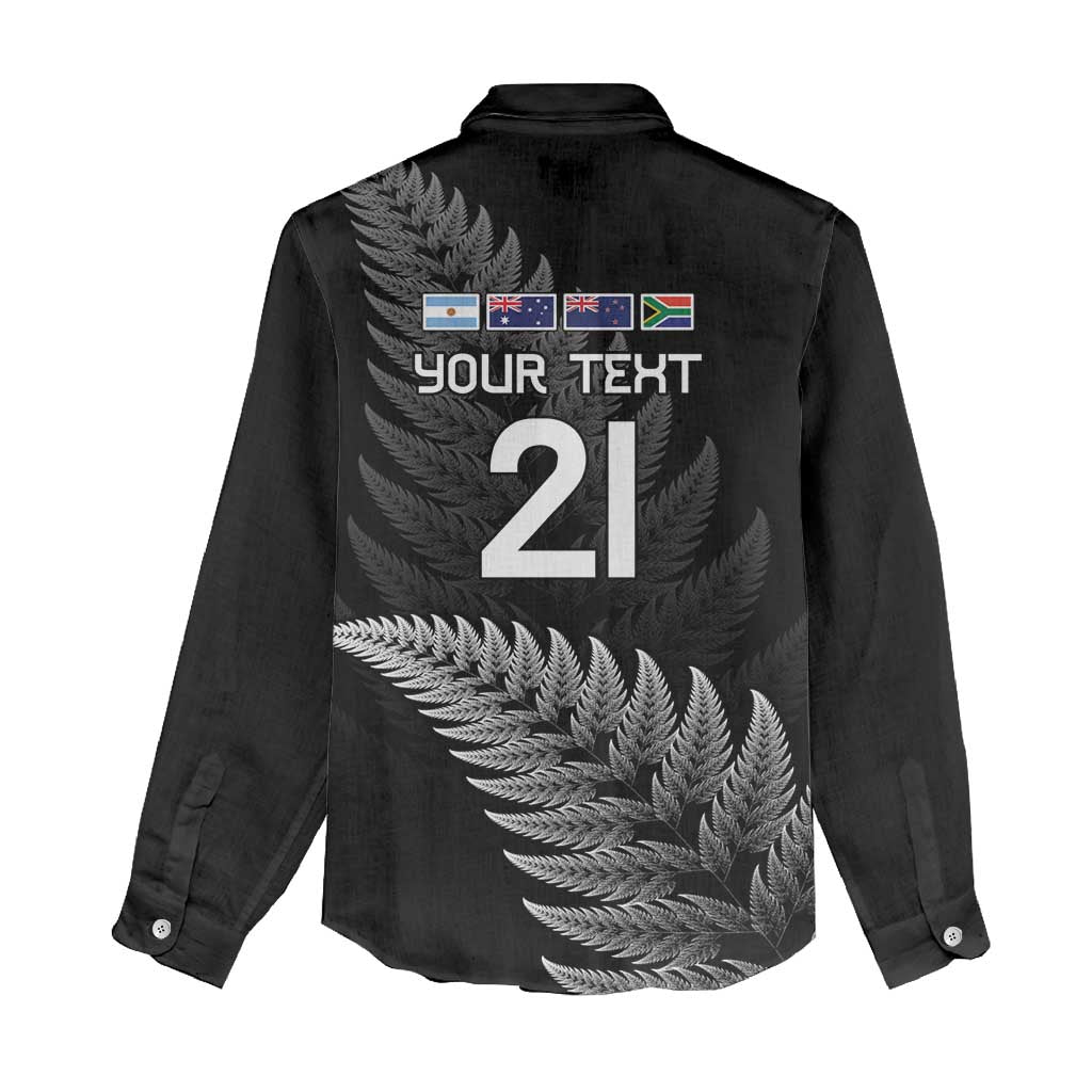 New Zealand Rugby Custom Women Casual Shirt Glory Be To Black Silver-fern - Polynesian Pride