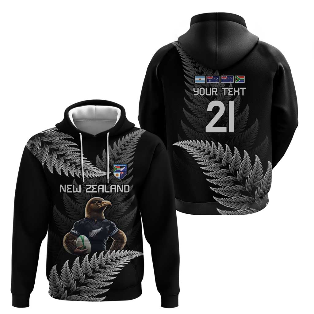 New Zealand Rugby Custom Zip Hoodie Glory Be To Black Silver-fern - Polynesian Pride