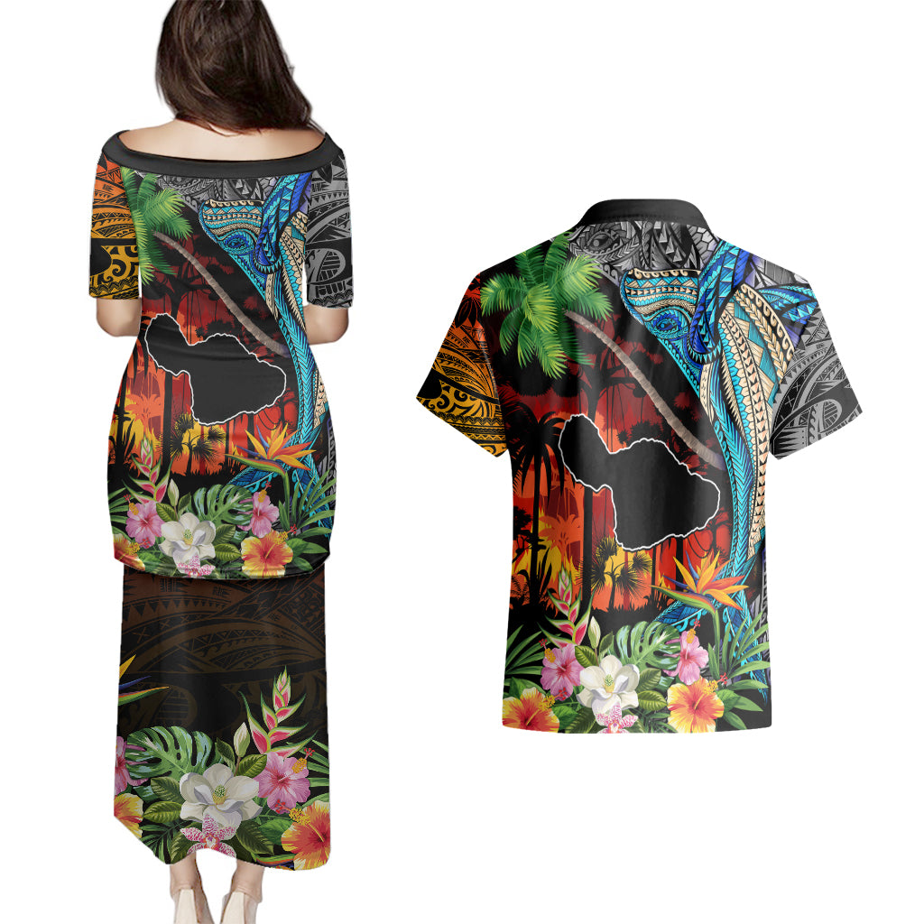 Hawaii Strong Maui Wildfire Couples Matching Puletasi Dress and Hawaiian Shirt Pray For Lahaina Maui LT9 - Polynesian Pride