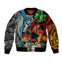 Personalised Hawaii Strong Maui Wildfire Bomber Jacket Pray For Lahaina Maui LT9 Unisex Black - Polynesian Pride