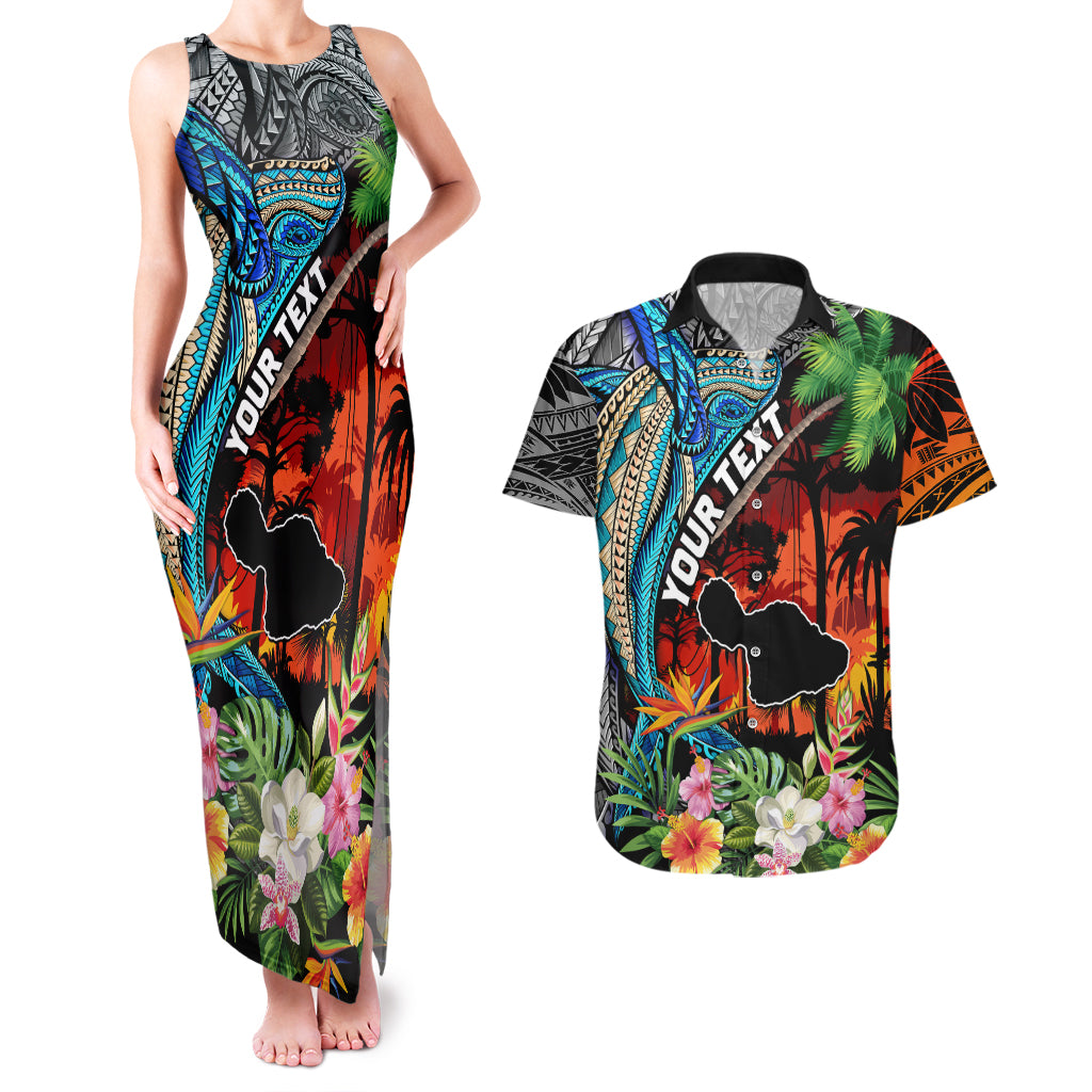 Personalised Hawaii Strong Maui Wildfire Couples Matching Tank Maxi Dress and Hawaiian Shirt Pray For Lahaina Maui LT9 Black - Polynesian Pride