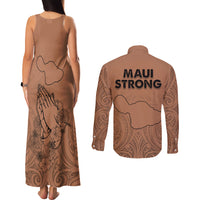 Hawaii Strong Maui Wildfire Couples Matching Tank Maxi Dress and Long Sleeve Button Shirts No1 LT9 - Polynesian Pride