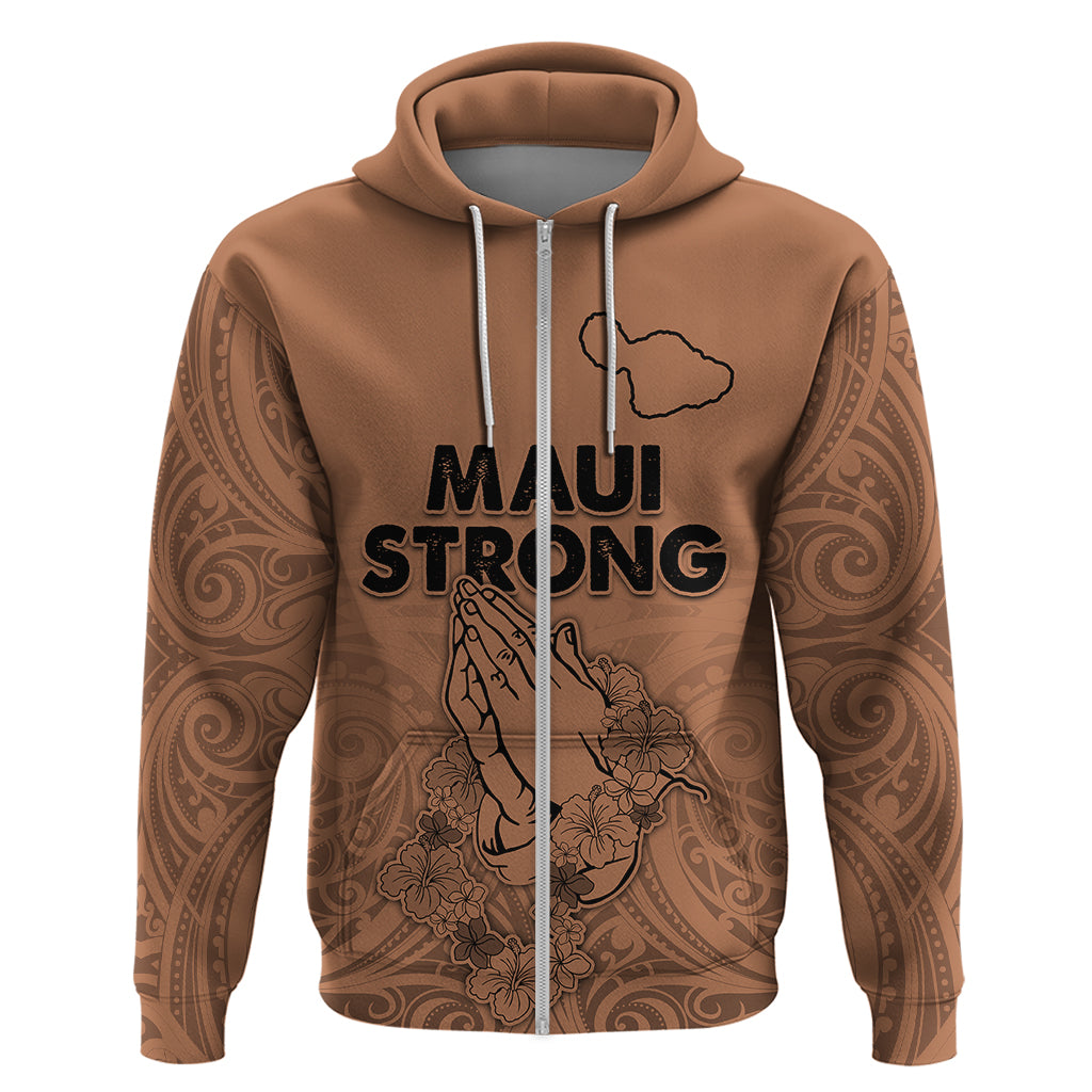 Hawaii Strong Maui Wildfire Hoodie No1 LT9 Zip Hoodie Gold - Polynesian Pride