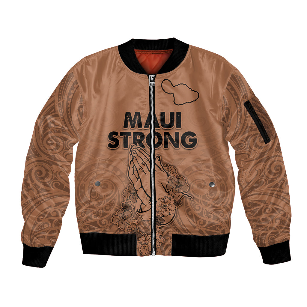 Hawaii Strong Maui Wildfire Sleeve Zip Bomber Jacket No1 LT9 Unisex Gold - Polynesian Pride