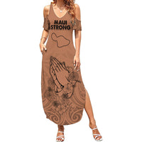 Hawaii Strong Maui Wildfire Summer Maxi Dress No1 LT9 Women Gold - Polynesian Pride