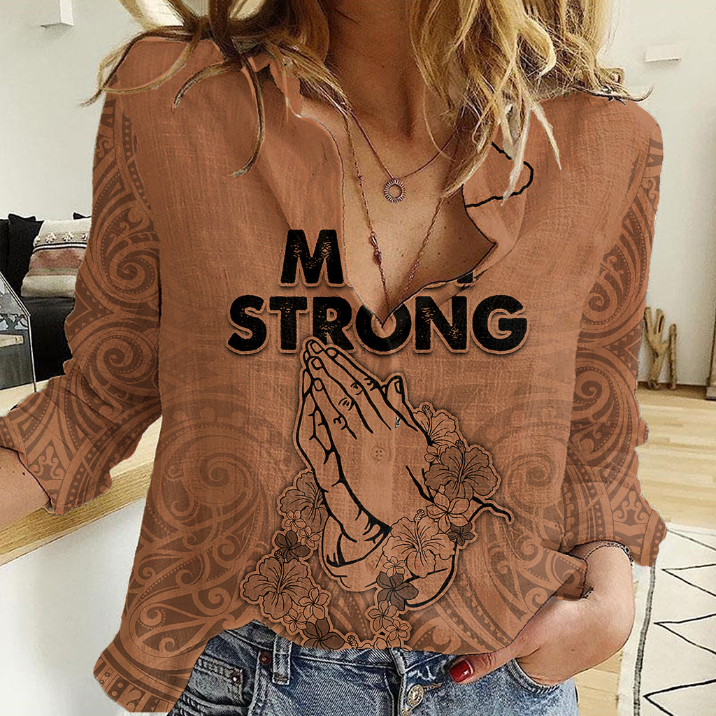 Hawaii Strong Maui Wildfire Women Casual Shirt No1 LT9 Female Gold - Polynesian Pride