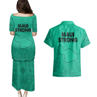 Hawaii Strong Maui Wildfire Couples Matching Puletasi Dress and Hawaiian Shirt No2 LT9 - Polynesian Pride