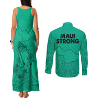 Hawaii Strong Maui Wildfire Couples Matching Tank Maxi Dress and Long Sleeve Button Shirts No2 LT9 - Polynesian Pride