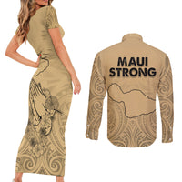 Hawaii Strong Maui Wildfire Couples Matching Short Sleeve Bodycon Dress and Long Sleeve Button Shirts No3 LT9 - Polynesian Pride