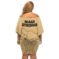 Hawaii Strong Maui Wildfire Off Shoulder Short Dress No3 LT9 - Polynesian Pride