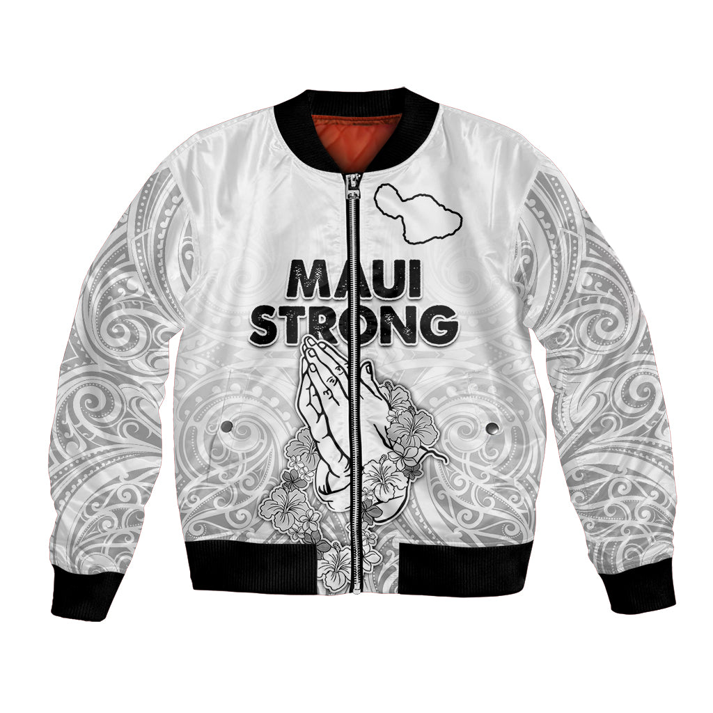 Hawaii Strong Maui Wildfire Bomber Jacket No4 LT9 Unisex White - Polynesian Pride