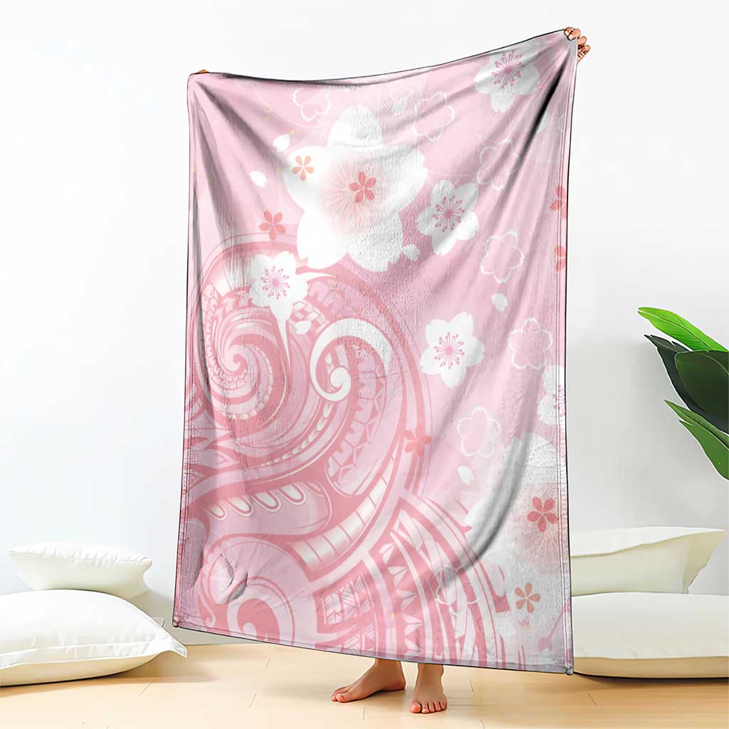 Japan Sakura Floral with Polynesian Vibe Blanket