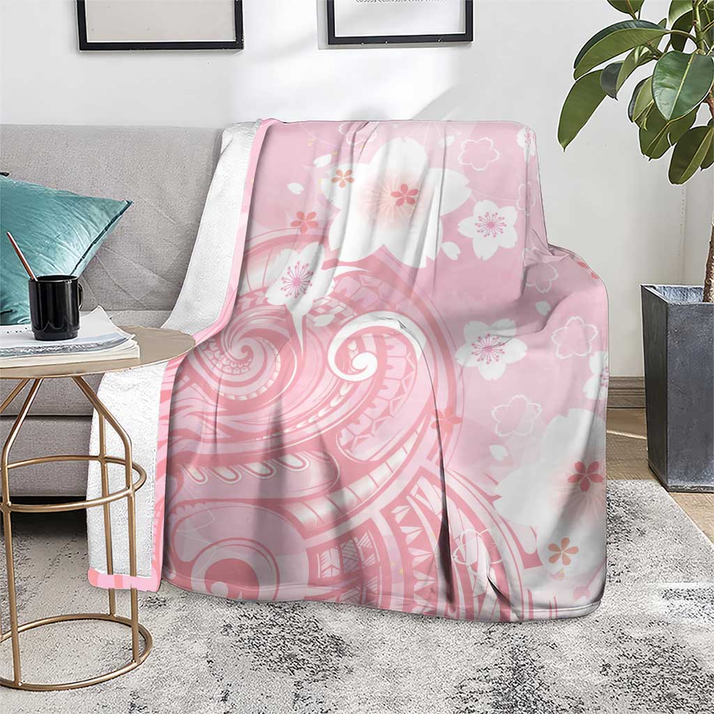 Japan Sakura Floral with Polynesian Vibe Blanket