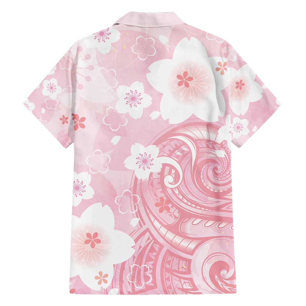 Japan Sakura Floral with Polynesian Vibe Family Matching Tank Maxi Dress and Hawaiian Shirt