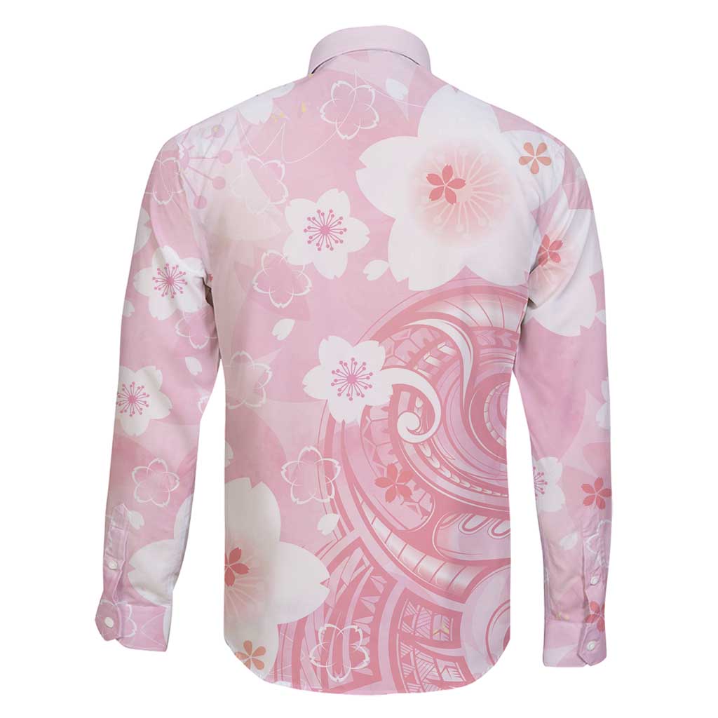 Japan Sakura Floral with Polynesian Vibe Family Matching Tank Maxi Dress and Hawaiian Shirt