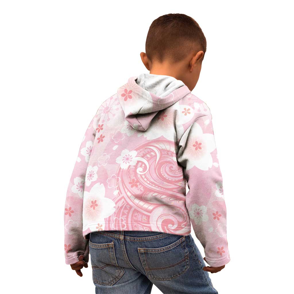 Japan Sakura Floral with Polynesian Vibe Kid Hoodie LT9 - Polynesian Pride