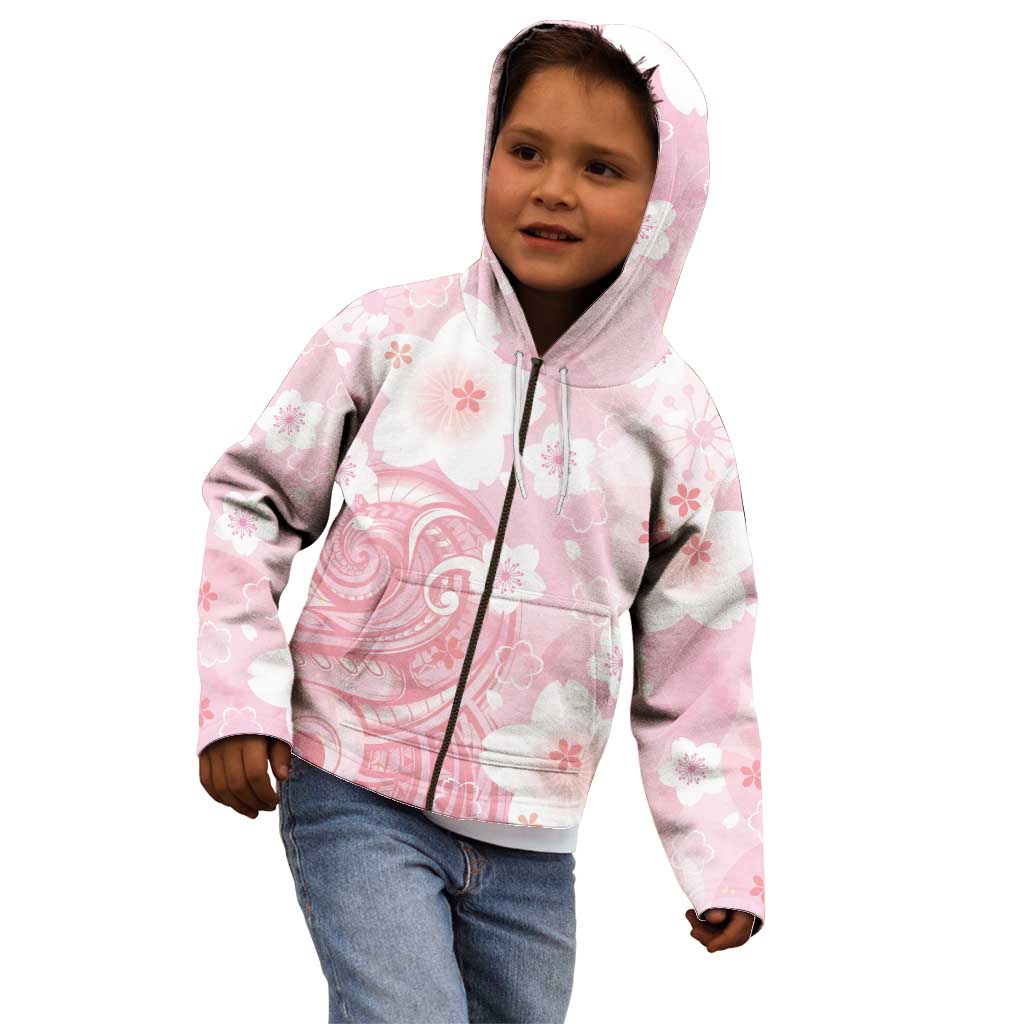 Japan Sakura Floral with Polynesian Vibe Kid Hoodie LT9 - Polynesian Pride