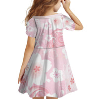 Japan Sakura Floral with Polynesian Vibe Kid Short Sleeve Dress LT9 - Polynesian Pride