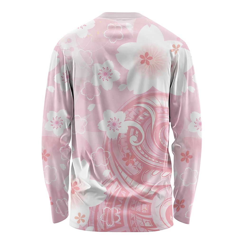 Japan Sakura Floral with Polynesian Vibe Long Sleeve Shirt