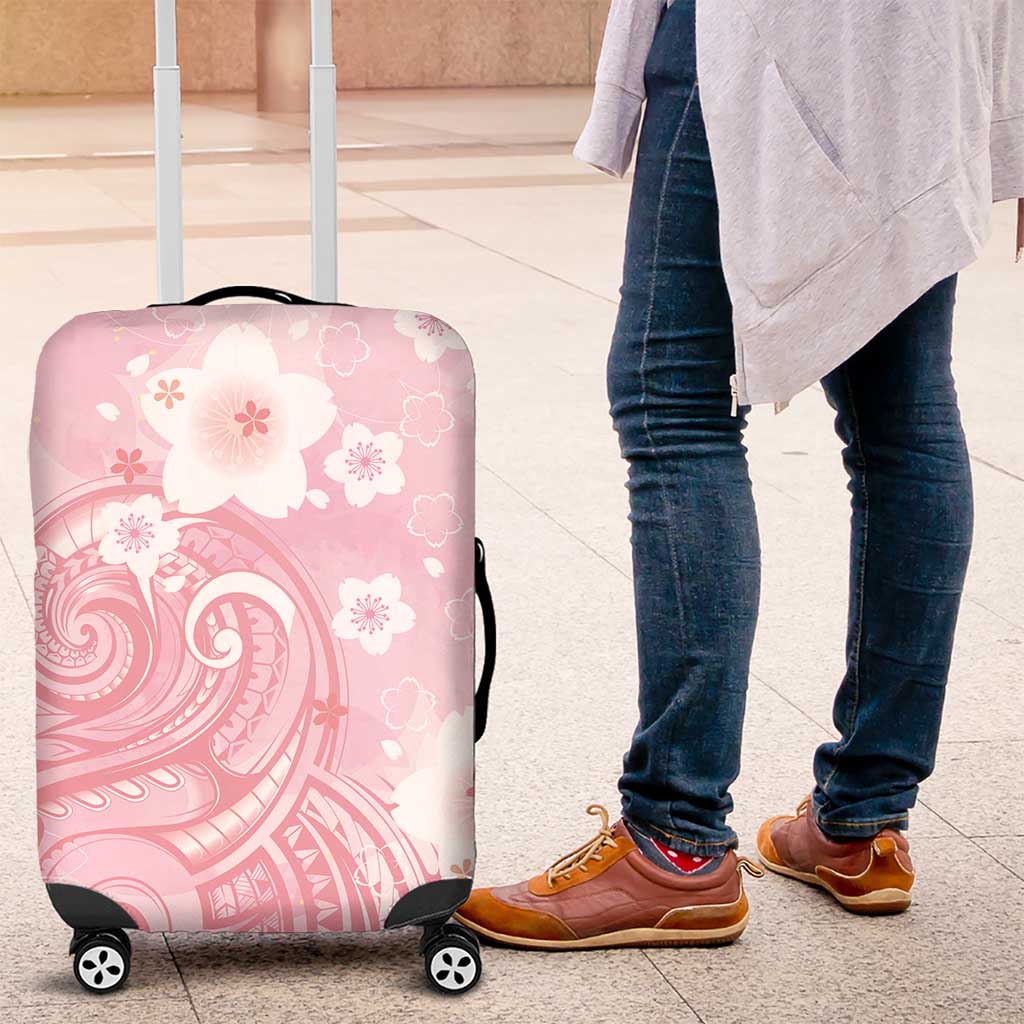 Japan Sakura Floral with Polynesian Vibe Luggage Cover LT9 Pink - Polynesian Pride