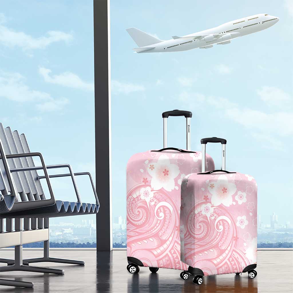 Japan Sakura Floral with Polynesian Vibe Luggage Cover LT9 - Polynesian Pride