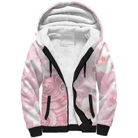 Japan Sakura Floral with Polynesian Vibe Sherpa Hoodie