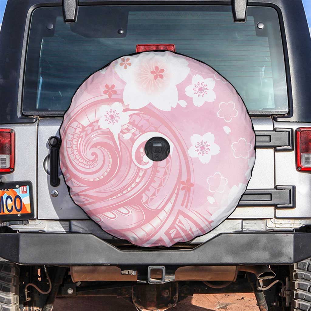 Japan Sakura Floral with Polynesian Vibe Spare Tire Cover LT9 Pink - Polynesian Pride