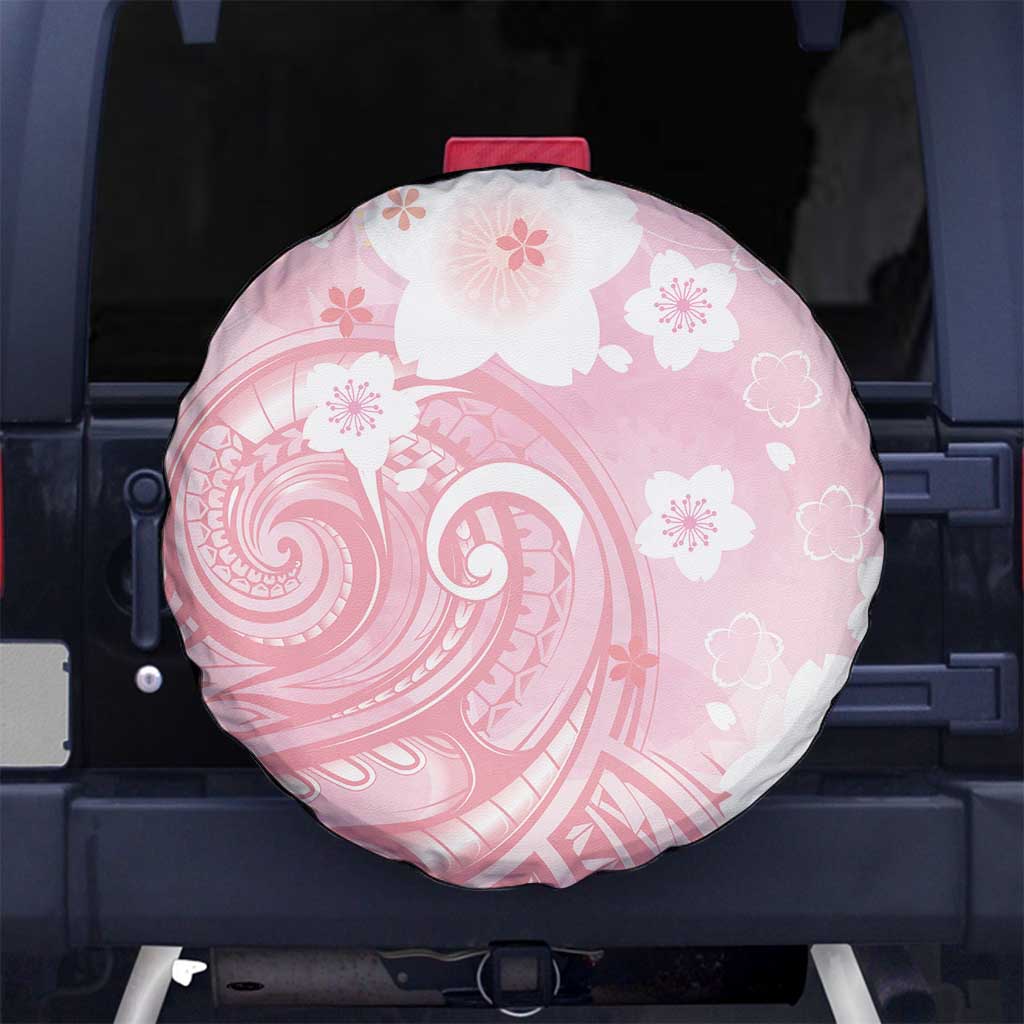 Japan Sakura Floral with Polynesian Vibe Spare Tire Cover LT9 - Polynesian Pride