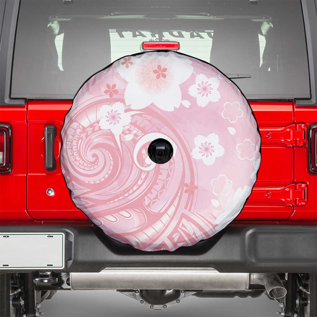 Japan Sakura Floral with Polynesian Vibe Spare Tire Cover LT9 - Polynesian Pride