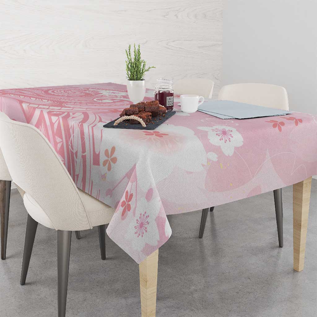 Japan Sakura Floral with Polynesian Vibe Tablecloth LT9 - Polynesian Pride