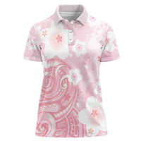 Japan Sakura Floral with Polynesian Vibe Women Polo Shirt LT9 Female Pink - Polynesian Pride
