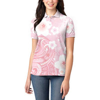 Japan Sakura Floral with Polynesian Vibe Women Polo Shirt LT9 - Polynesian Pride