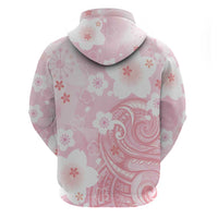 Japan Sakura Floral with Polynesian Vibe Zip Hoodie