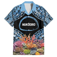 Personalised Nukuoro Micronesia Atoll Family Matching Short Sleeve Bodycon Dress and Hawaiian Shirt with Pacific Coral Reef