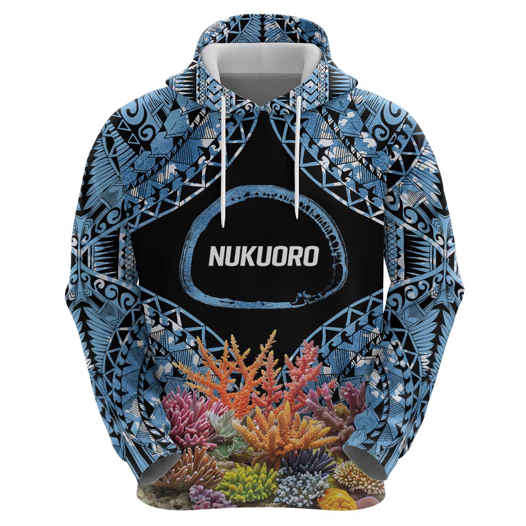 Personalised Nukuoro Micronesia Atoll Hoodie with Pacific Coral Reef