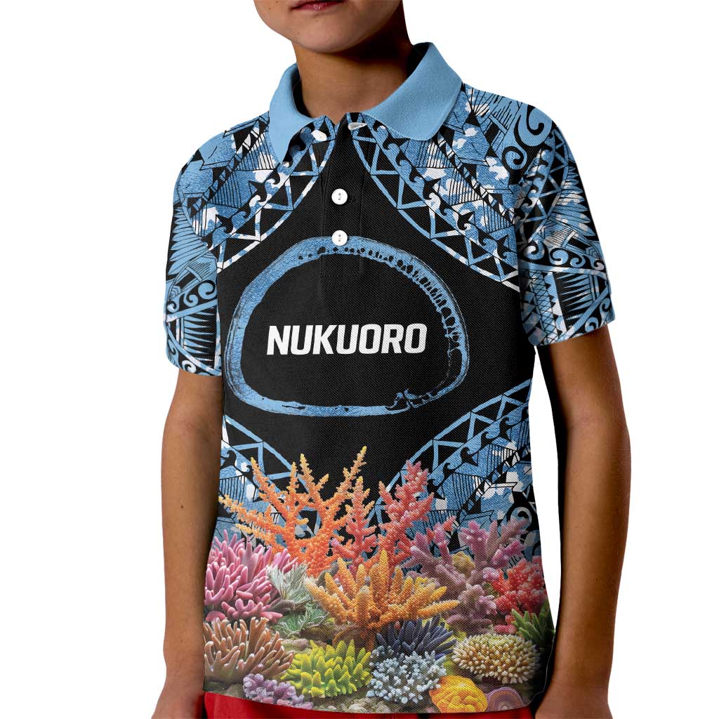 Personalised Nukuoro Micronesia Atoll Kid Polo Shirt with Pacific Coral Reef LT9 Kid Blue - Polynesian Pride