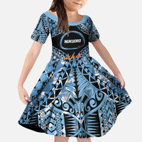 Personalised Nukuoro Micronesia Atoll Kid Short Sleeve Dress with Pacific Coral Reef LT9 KID Blue - Polynesian Pride