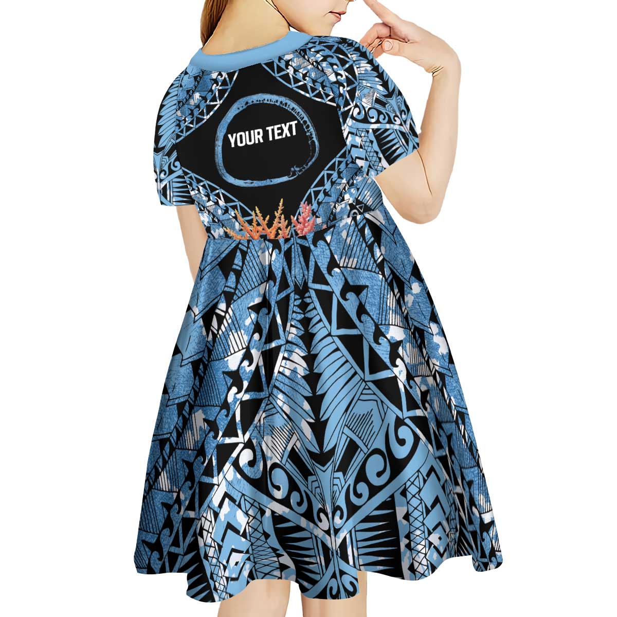 Personalised Nukuoro Micronesia Atoll Kid Short Sleeve Dress with Pacific Coral Reef LT9 - Polynesian Pride