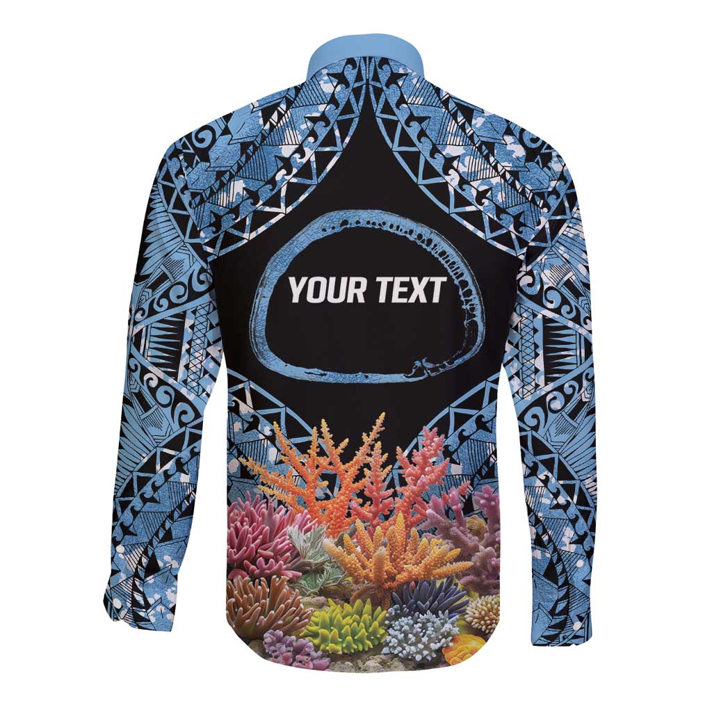 Personalised Nukuoro Micronesia Atoll Long Sleeve Button Shirt with Pacific Coral Reef