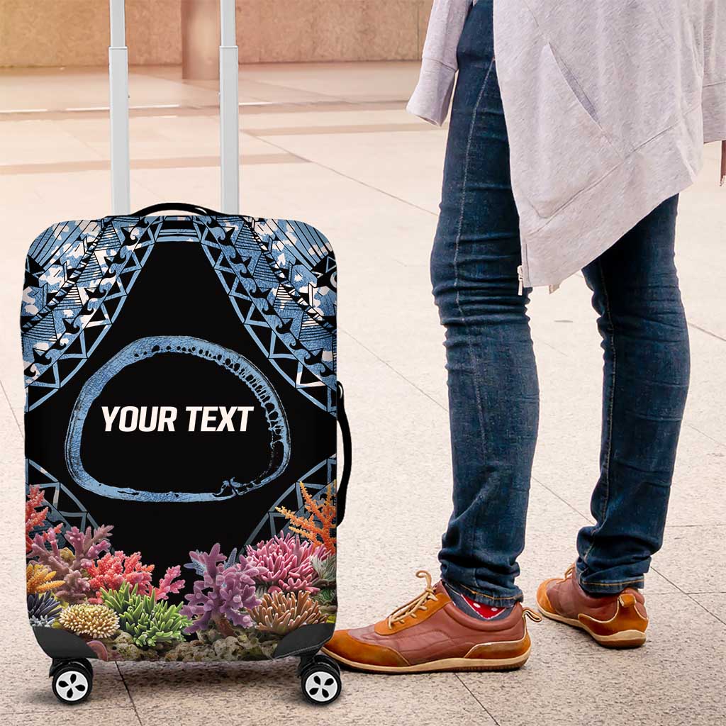 Personalised Nukuoro Micronesia Atoll Luggage Cover with Pacific Coral Reef LT9 Blue - Polynesian Pride