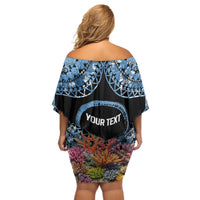 Personalised Nukuoro Micronesia Atoll Off Shoulder Short Dress with Pacific Coral Reef LT9 - Polynesian Pride